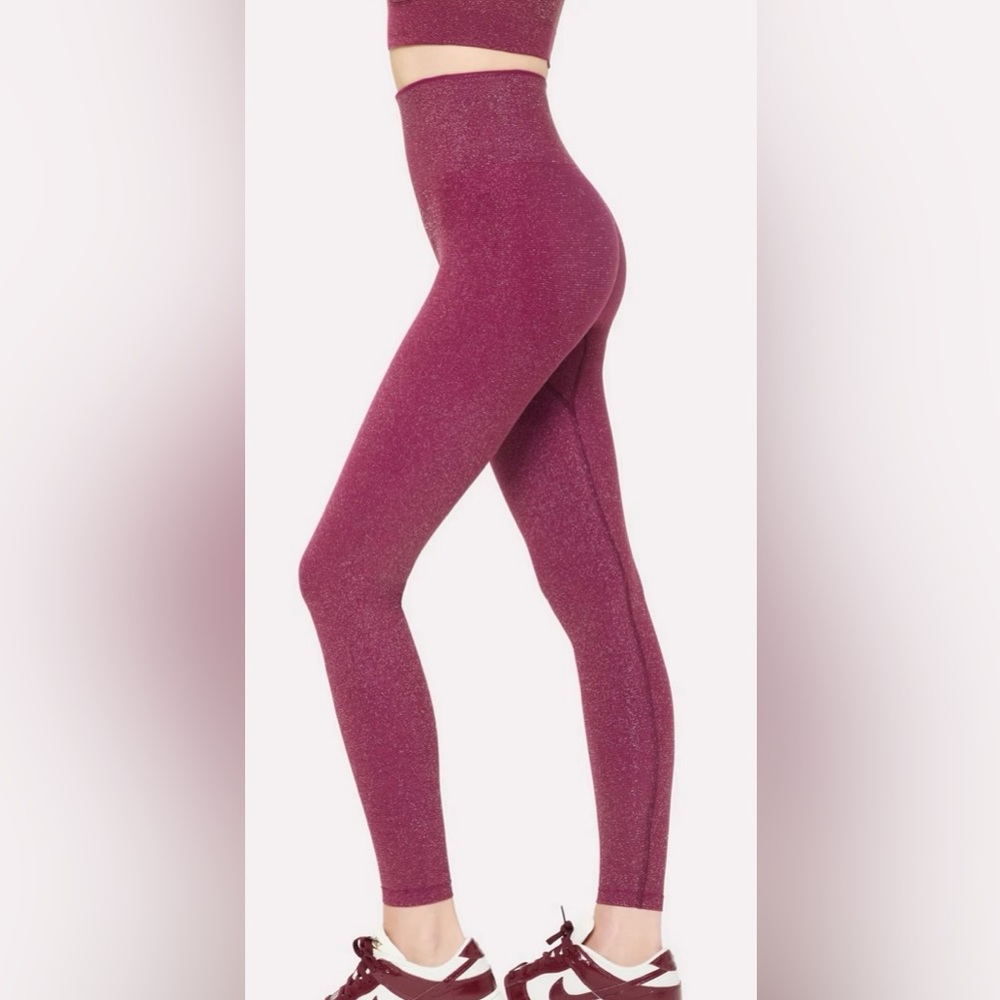 Fabletics + Yitty High Waist Shimmer Wine+Gold Shaping Luxe Legging | XS/S | NWT